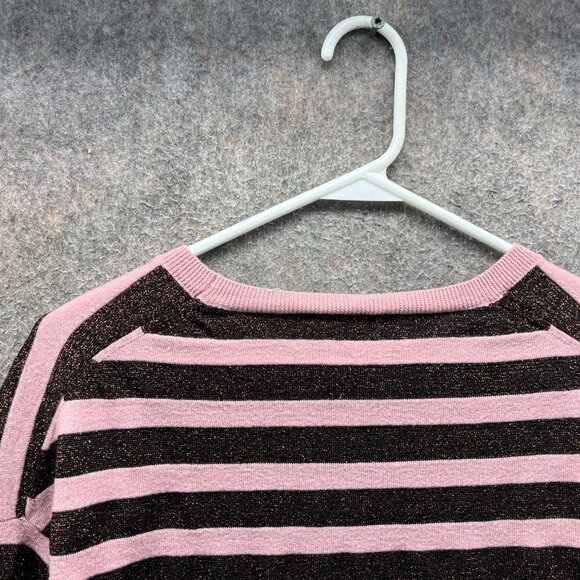 Rag & bone Sweatshirt Womens XS Black Pink Metallic Striped Pullover Knit Wool - Picture 3 of 10